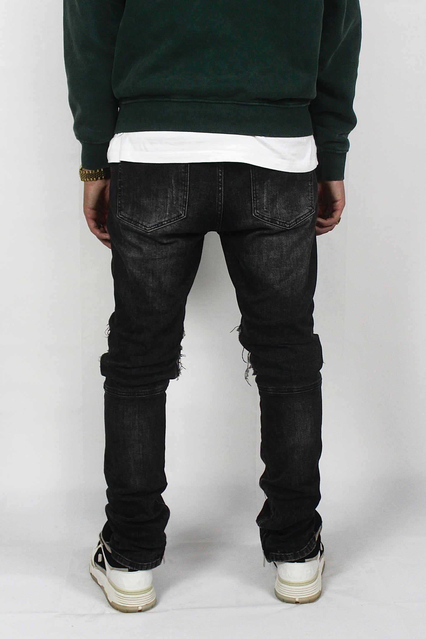 Dark Washed Denim Zip Jeans