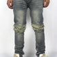 Washed Denim Zip Jeans