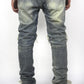 Washed Denim Zip Jeans